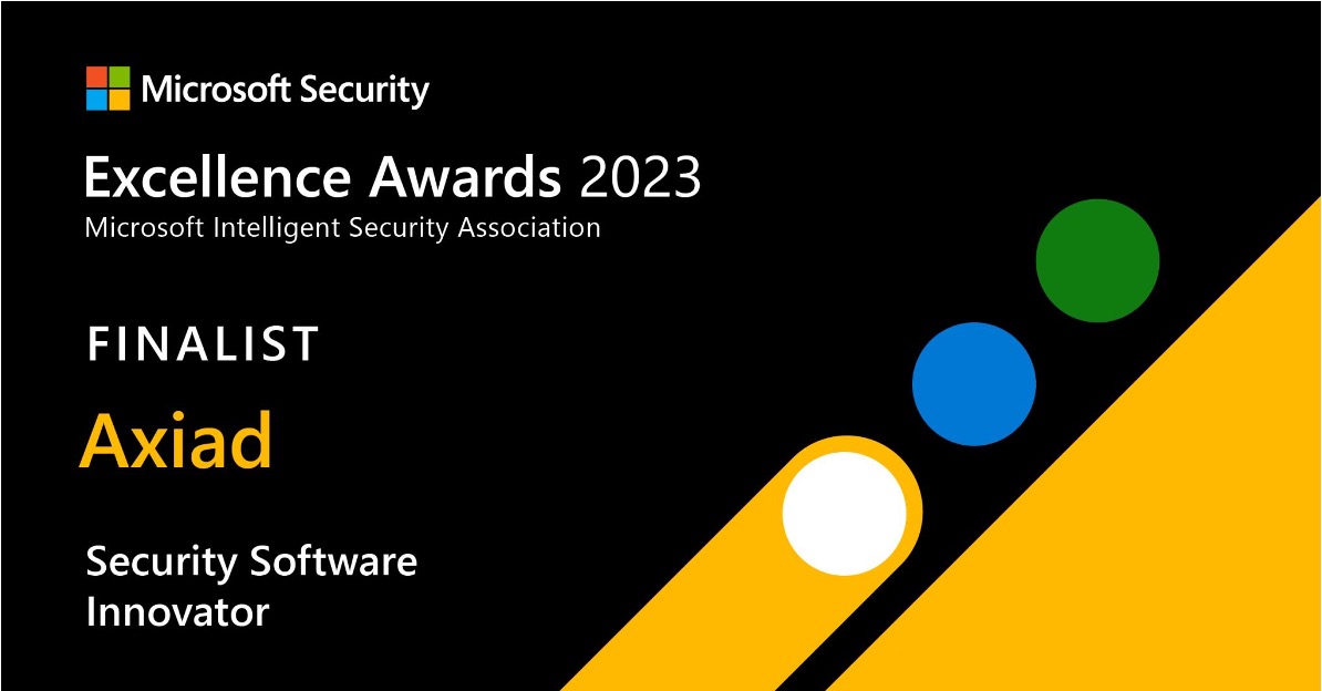 Microsoft Security Excellence Awards 2023 slide showing Axiad as a Finalist