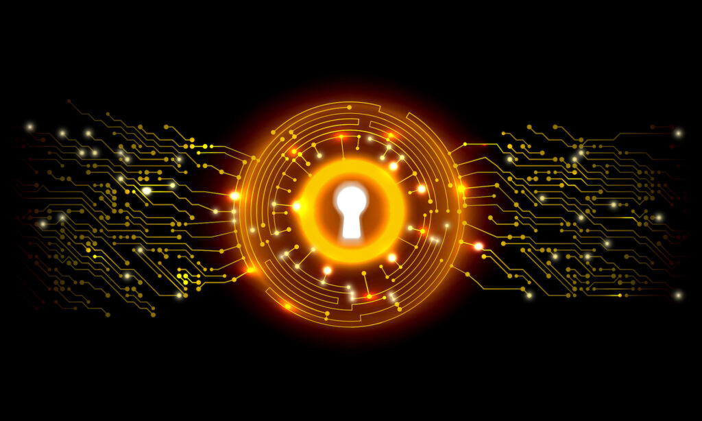 Background image of a white keyhole representing Cyber Security Technology Background.