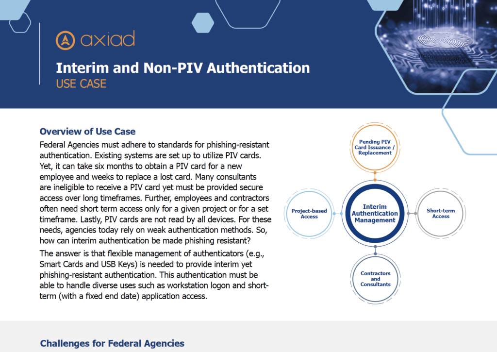 Quick view of the start of the PDF describing the use case for Quick view of the start of the PDF describing the use case for interim and non-piv authentication